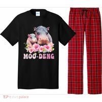 Moo Deng Floral Flower Pygmy Hippopotamus Pajama Set thumb 0