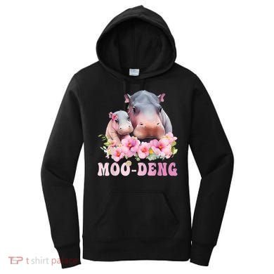 Moo Deng Floral Flower Pygmy Hippopotamus Women's Hoodie