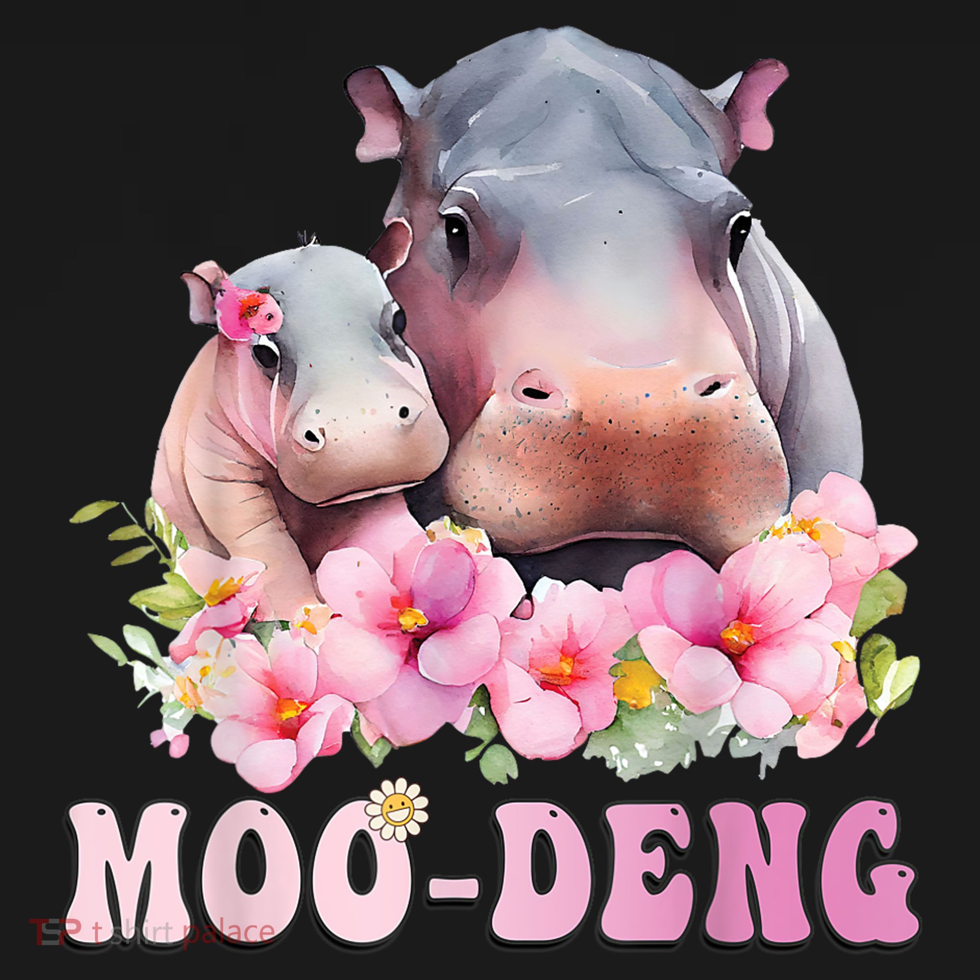 Moo Deng Floral Flower Pygmy Hippopotamus Women's Hoodie