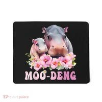 Moo Deng Floral Flower Pygmy Hippopotamus Mousepad thumb 0