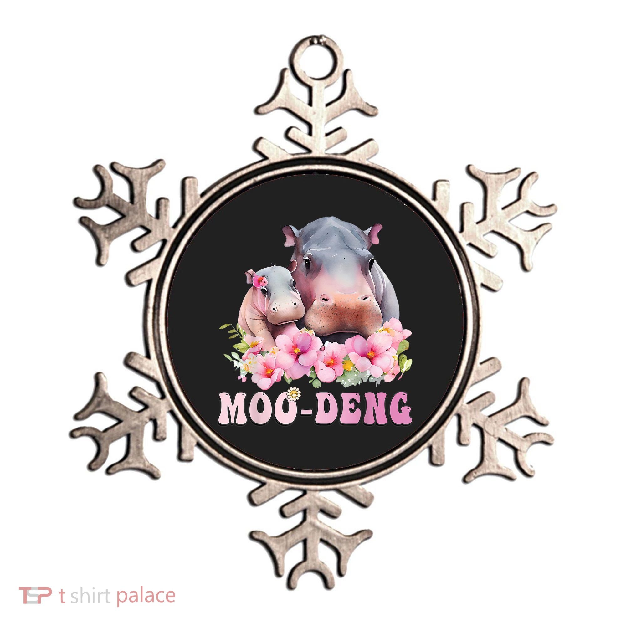 Moo Deng Floral Flower Pygmy Hippopotamus Ornament