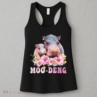 Moo Deng Floral Flower Pygmy Hippopotamus Women's Tank Top thumb 3