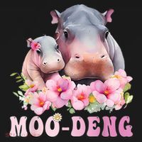 Moo Deng Floral Flower Pygmy Hippopotamus Baby Bodysuit thumb 2