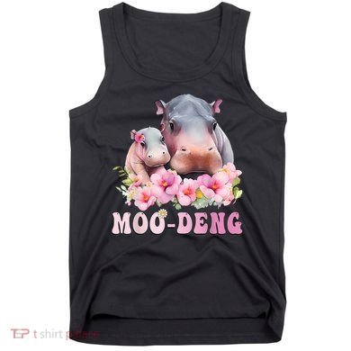 Moo Deng Floral Flower Pygmy Hippopotamus Tank Top