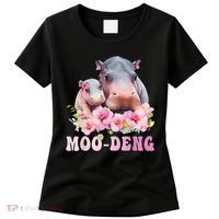 Moo Deng Floral Flower Pygmy Hippopotamus Women's T-Shirt thumb 0