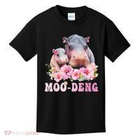 Moo Deng Floral Flower Pygmy Hippopotamus Kids T-Shirt thumb 0