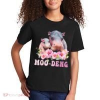Moo Deng Floral Flower Pygmy Hippopotamus Kids T-Shirt thumb 2