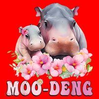Moo Deng Floral Flower Pygmy Hippopotamus Santa Hat thumb 1