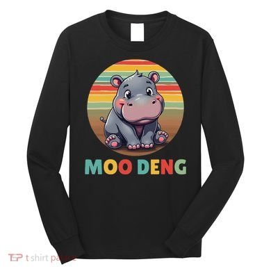 Moo Deng Funny Hippopotamus Apparel Baby Hippo Meme Long Sleeve Shirt