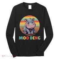 Moo Deng Funny Hippopotamus Apparel Baby Hippo Meme Long Sleeve Shirt thumb 0