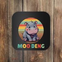 Moo Deng Funny Hippopotamus Apparel Baby Hippo Meme Coaster thumb 0