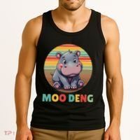 Moo Deng Funny Hippopotamus Apparel Baby Hippo Meme Tank Top thumb 3