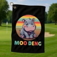 Moo Deng Funny Hippopotamus Apparel Baby Hippo Meme Golf Towel thumb 1