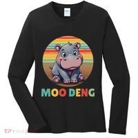 Moo Deng Funny Hippopotamus Apparel Baby Hippo Meme Women's Long Sleeve Shirt thumb 0