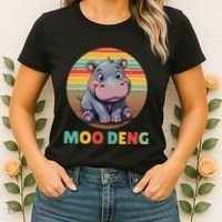 Moo Deng Funny Hippopotamus Apparel Baby Hippo Meme Women's T-Shirt thumb 2