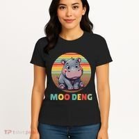 Moo Deng Funny Hippopotamus Apparel Baby Hippo Meme Women's T-Shirt thumb 4