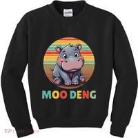 Moo Deng Funny Hippopotamus Apparel Baby Hippo Meme Kids Sweatshirt thumb 0