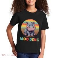 Moo Deng Funny Hippopotamus Apparel Baby Hippo Meme Kids T-Shirt thumb 2