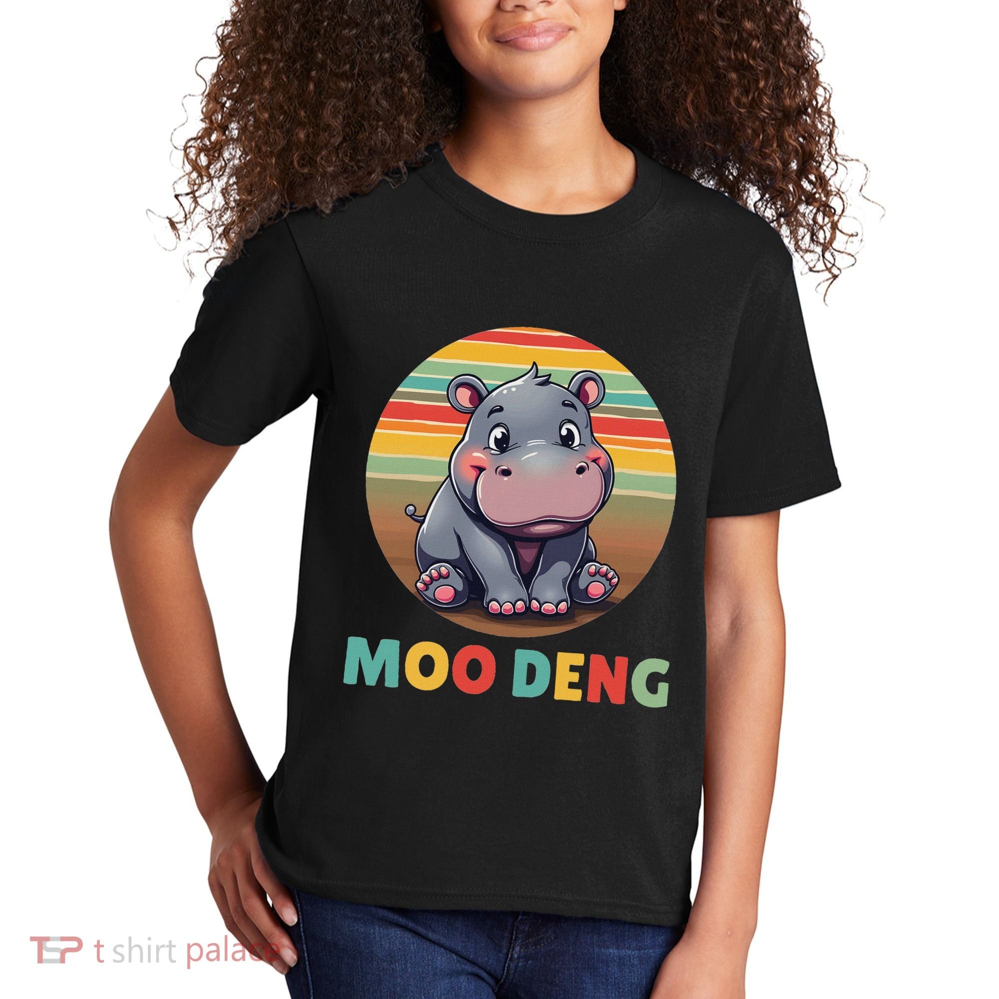 Moo Deng Funny Hippopotamus Apparel Baby Hippo Meme Kids T-Shirt
