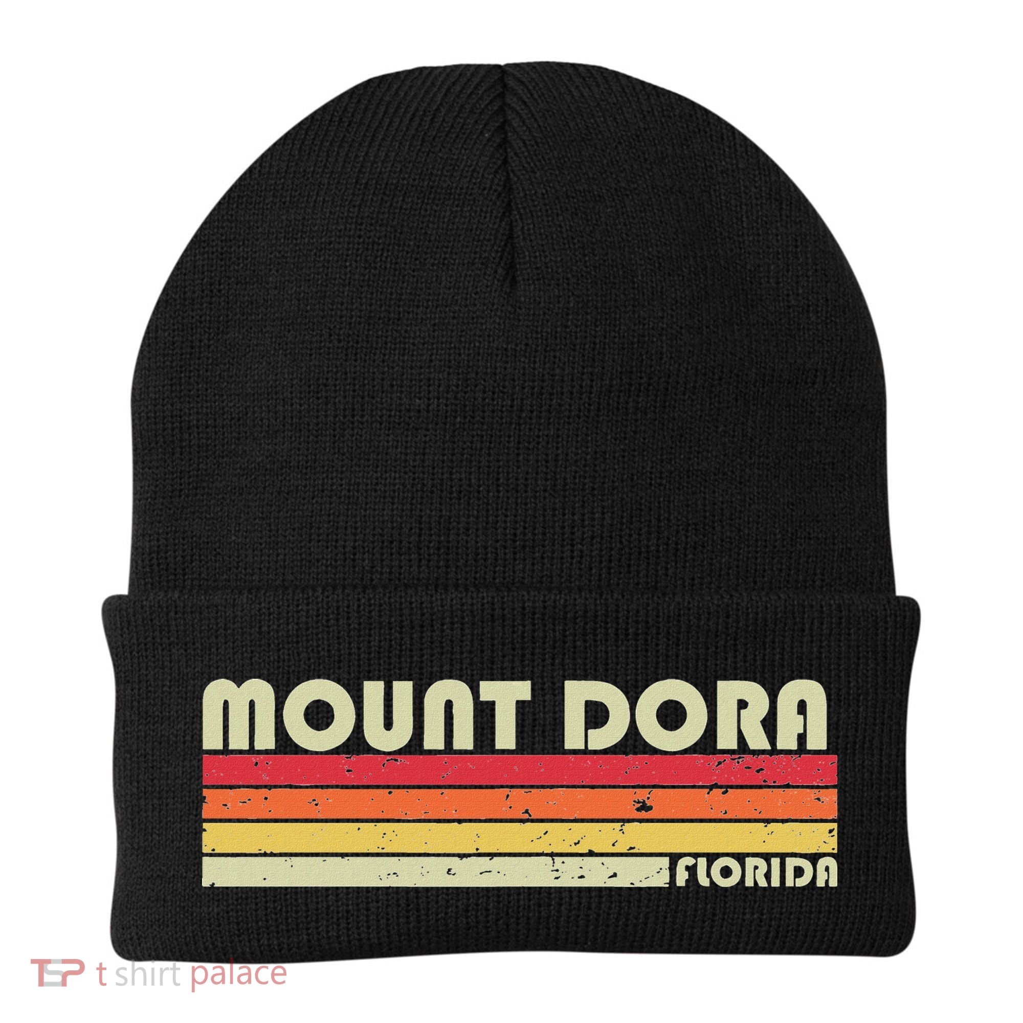 Mount Dora Fl Florida Funny City Home Roots Gift Retro 80s Beanie