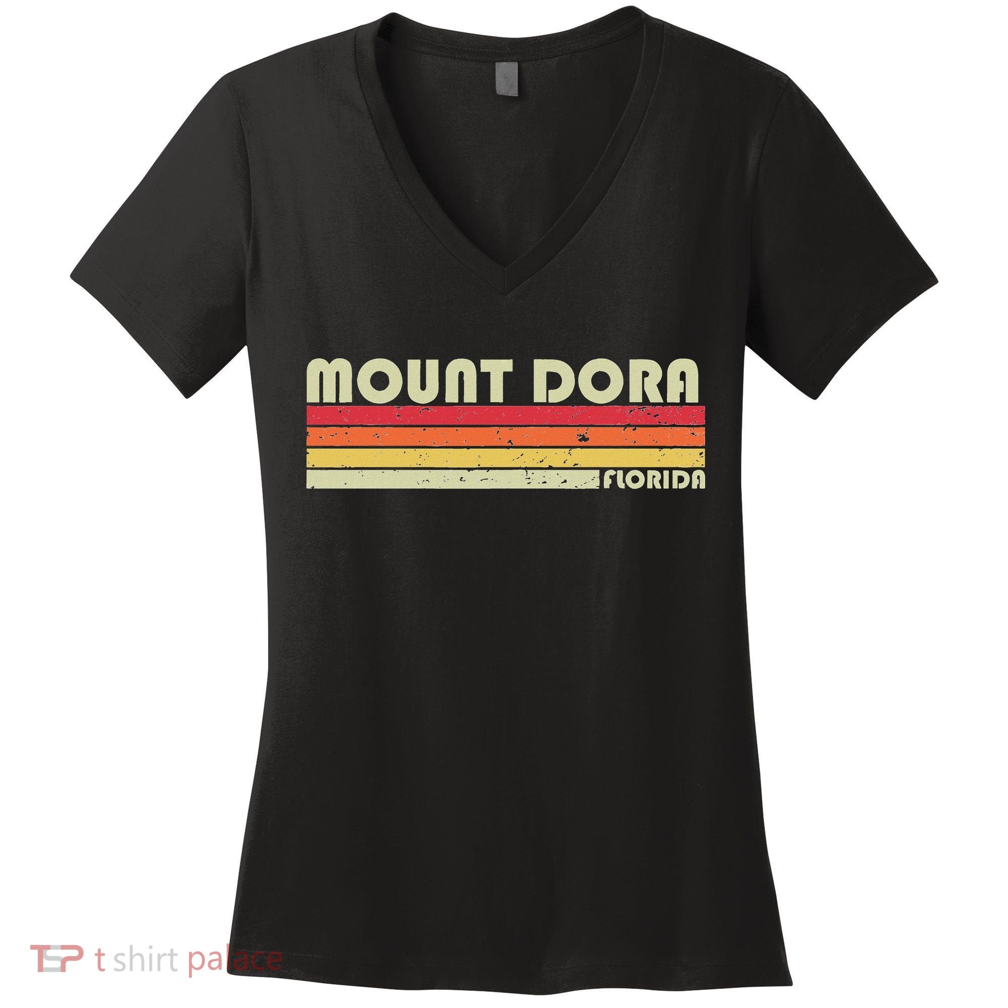 Mount Dora Fl Florida Funny City Home Roots Gift Retro 80s Women's V-Neck T-Shirt