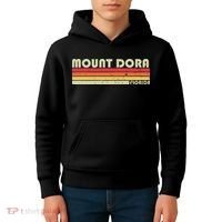 Mount Dora Fl Florida Funny City Home Roots Gift Retro 80s Kids Hoodie thumb 4