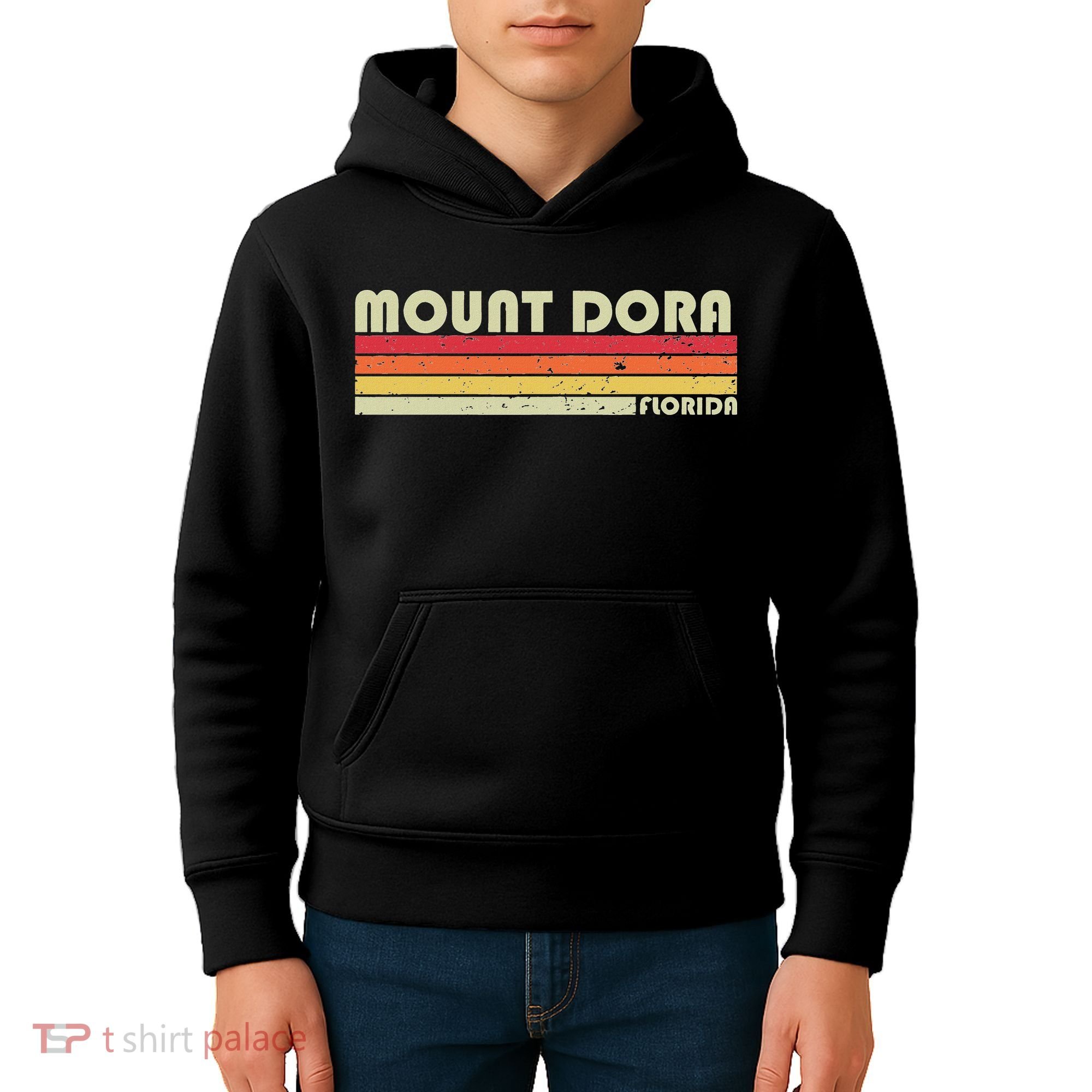 Mount Dora Fl Florida Funny City Home Roots Gift Retro 80s Kids Hoodie