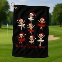 Merry Dancemas Gingerbread Dancer Ballet Christmas Golf Towel thumb 1