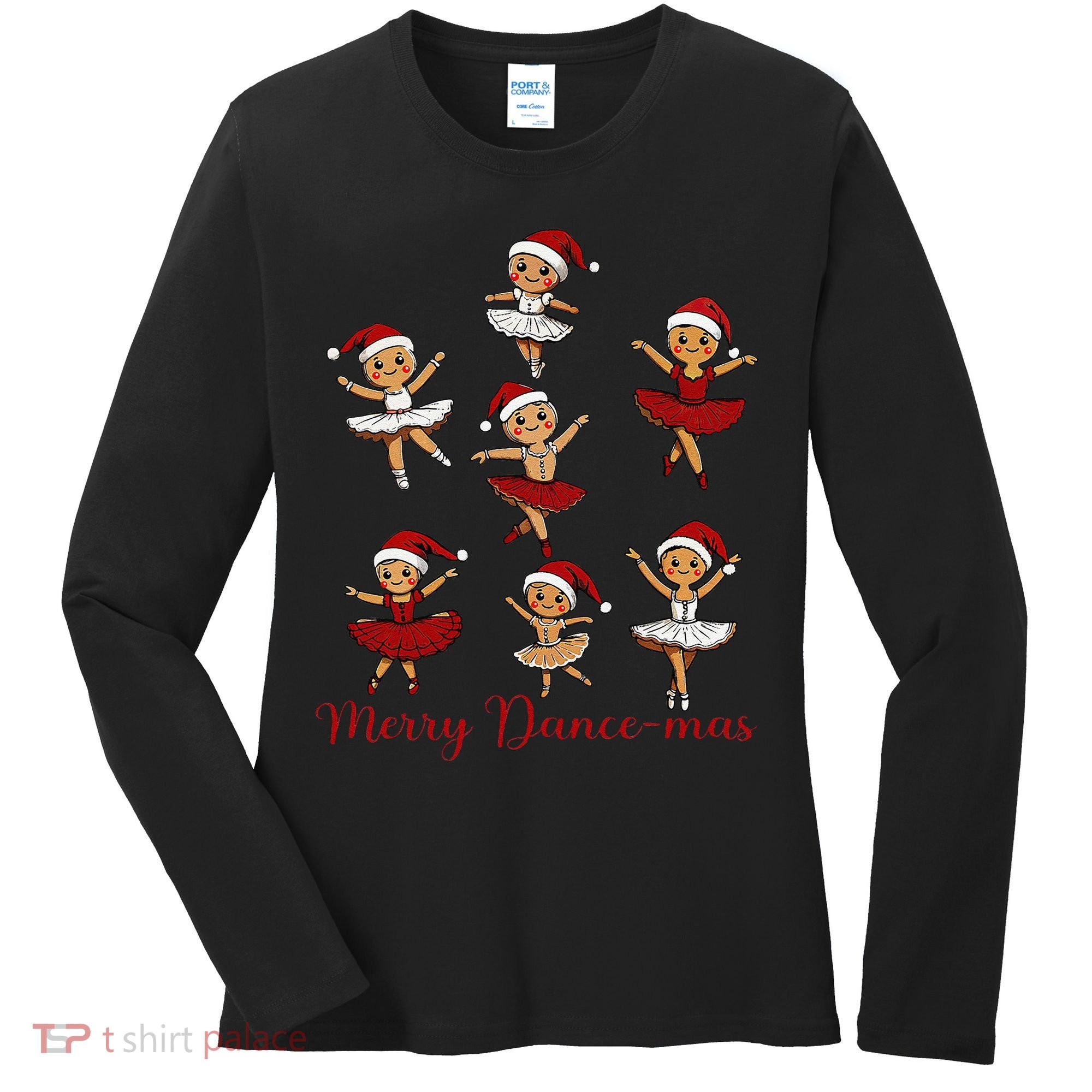 Merry Dancemas Gingerbread Dancer Ballet Christmas Women's Long Sleeve Shirt