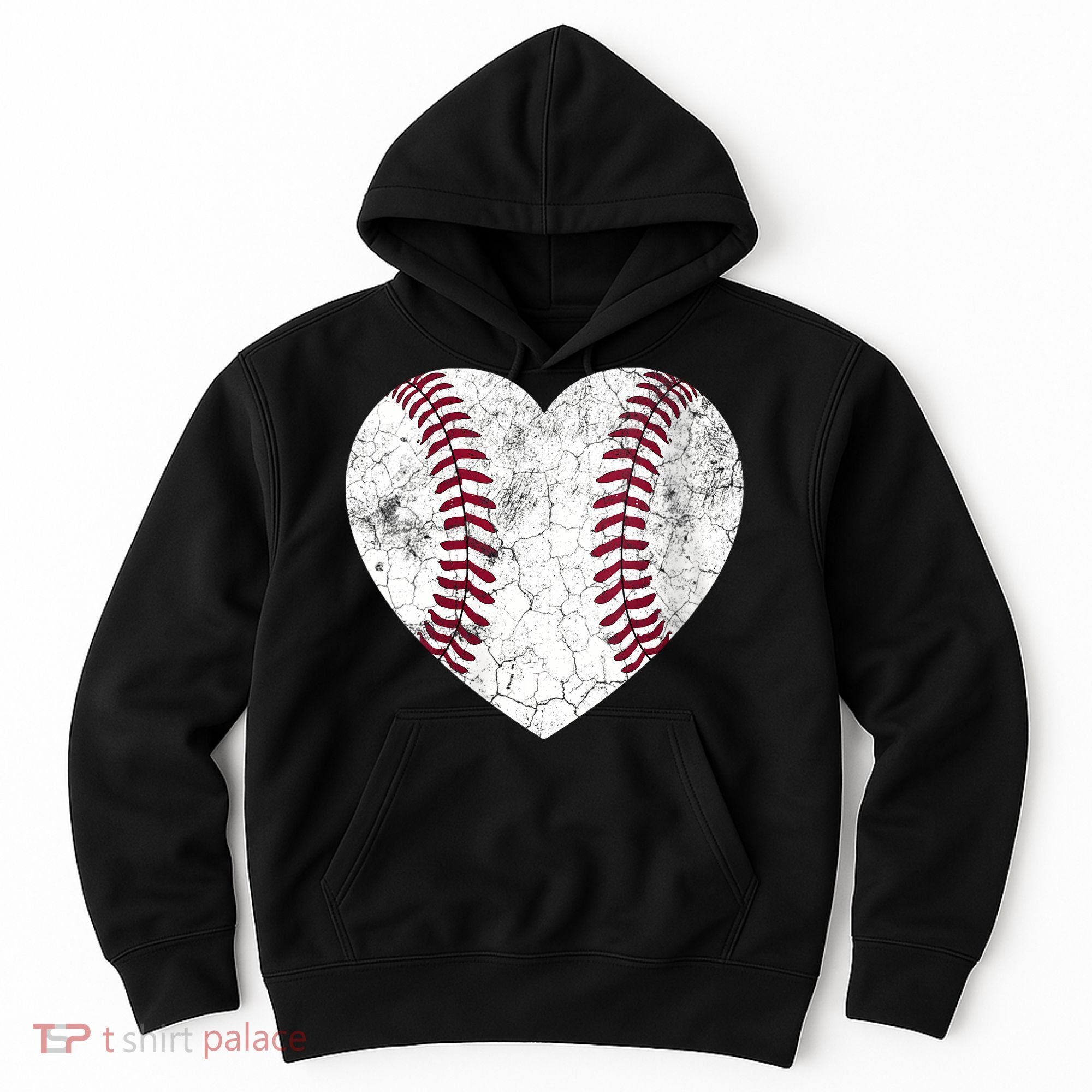  Mother's Day Gift Distressed Heart Baseball Heart Mom Mama V-Neck Hoodie