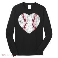  Mother's Day Gift Distressed Heart Baseball Heart Mom Mama V-Neck Long Sleeve Shirt thumb 0