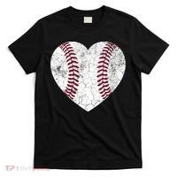  Mother's Day Gift Distressed Heart Baseball Heart Mom Mama V-Neck T-Shirt thumb 0