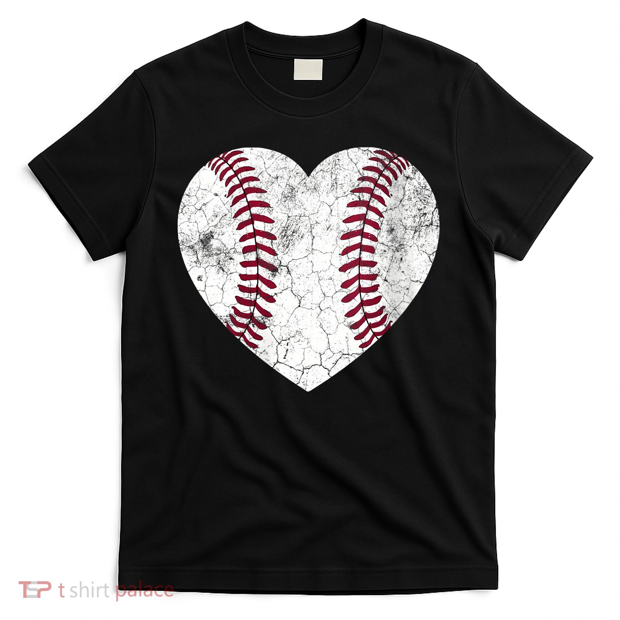  Mother's Day Gift Distressed Heart Baseball Heart Mom Mama V-Neck T-Shirt