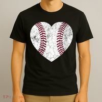  Mother's Day Gift Distressed Heart Baseball Heart Mom Mama V-Neck T-Shirt thumb 3