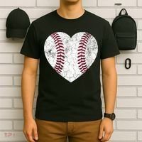  Mother's Day Gift Distressed Heart Baseball Heart Mom Mama V-Neck T-Shirt thumb 6