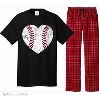 Mother's Day Gift Distressed Heart Baseball Heart Mom Mama V-Neck Pajama Set thumb 0
