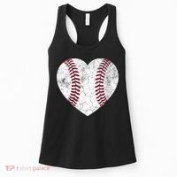  Mother's Day Gift Distressed Heart Baseball Heart Mom Mama V-Neck Women's Tank Top thumb 0