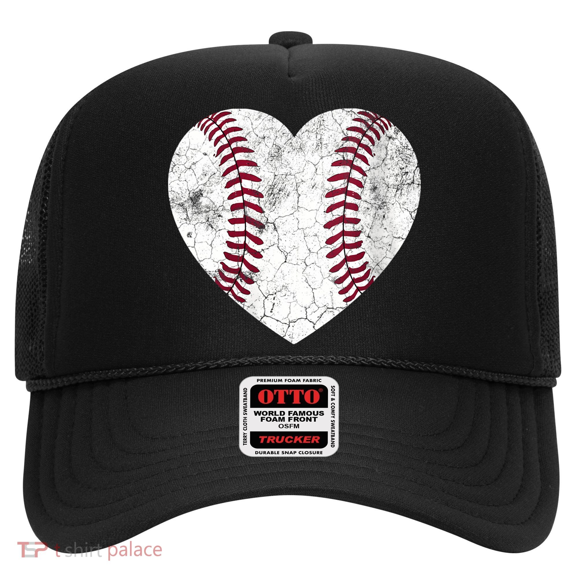  Mother's Day Gift Distressed Heart Baseball Heart Mom Mama V-Neck Hat