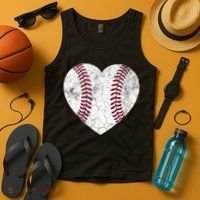  Mother's Day Gift Distressed Heart Baseball Heart Mom Mama V-Neck Tank Top thumb 4