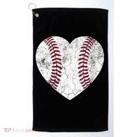  Mother's Day Gift Distressed Heart Baseball Heart Mom Mama V-Neck Golf Towel thumb 0