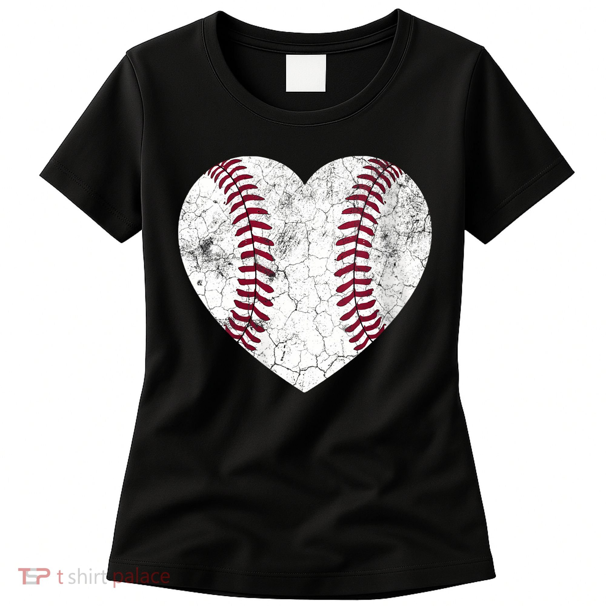  Mother's Day Gift Distressed Heart Baseball Heart Mom Mama V-Neck Women's T-Shirt