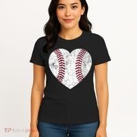  Mother's Day Gift Distressed Heart Baseball Heart Mom Mama V-Neck Women's T-Shirt thumb 4