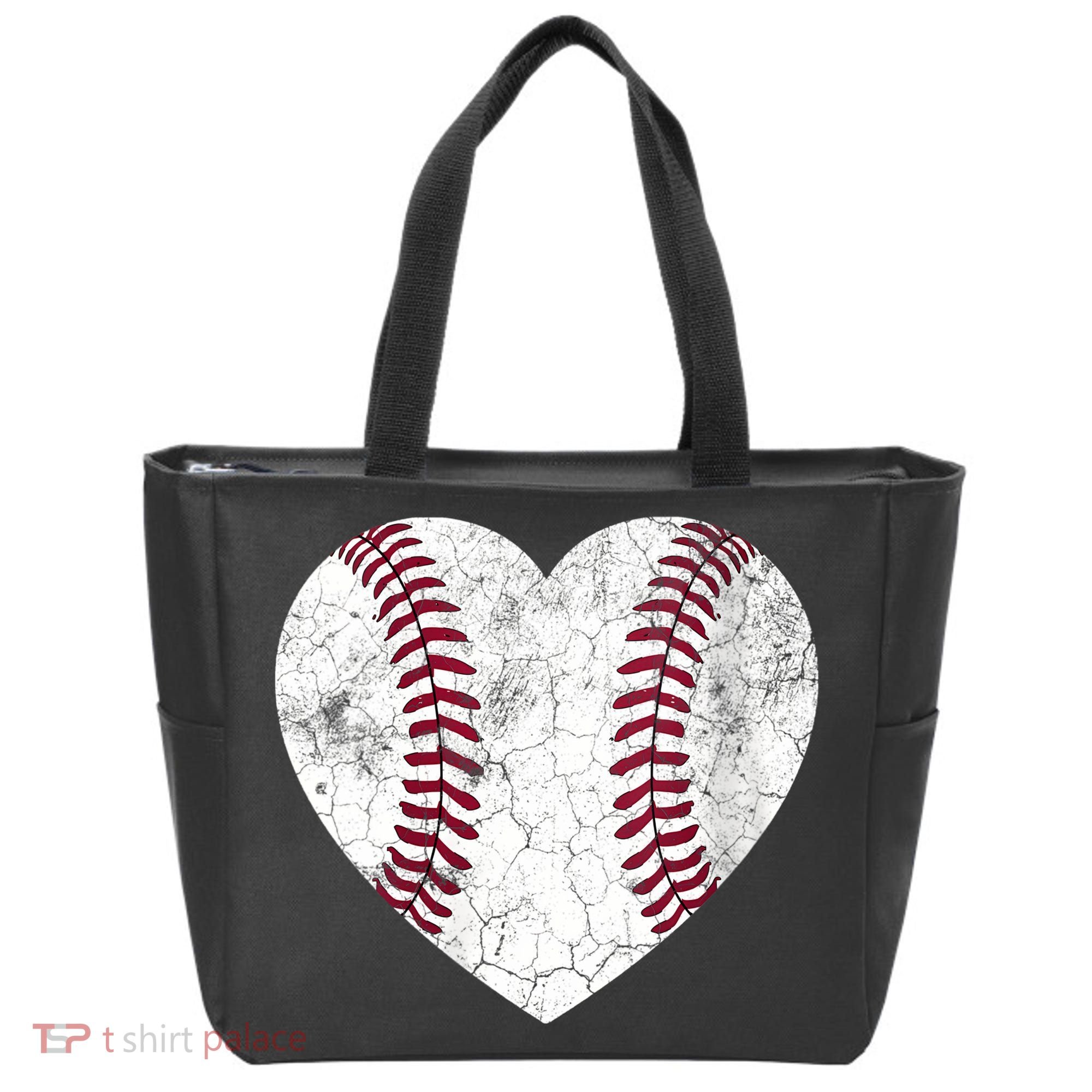  Mother's Day Gift Distressed Heart Baseball Heart Mom Mama V-Neck Tote Bag