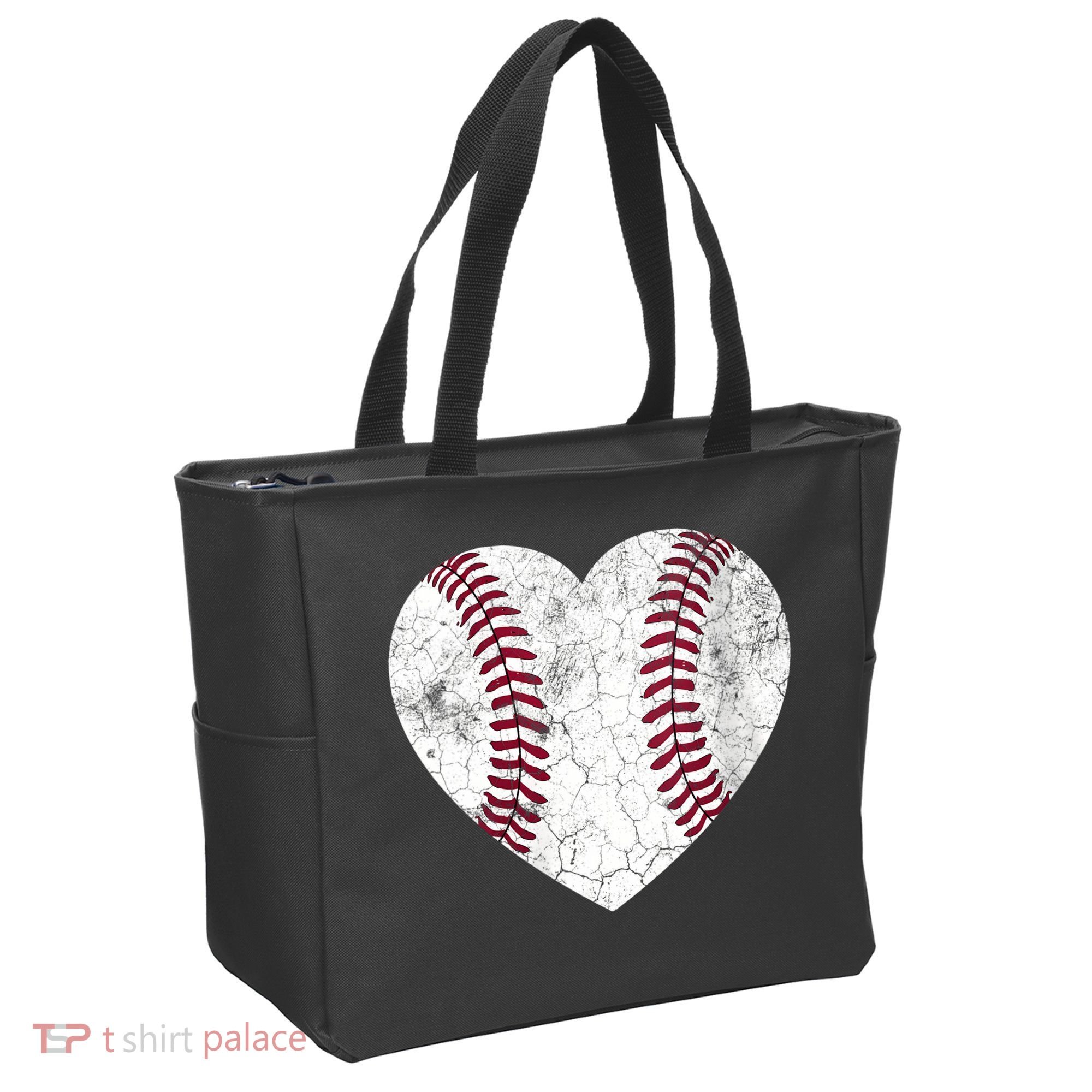  Mother's Day Gift Distressed Heart Baseball Heart Mom Mama V-Neck Tote Bag