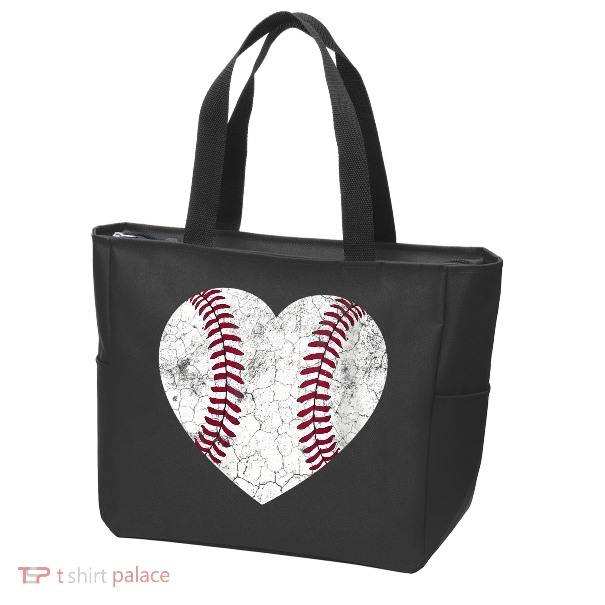 Mother's Day Gift Distressed Heart Baseball Heart Mom Mama V-Neck Tote Bag