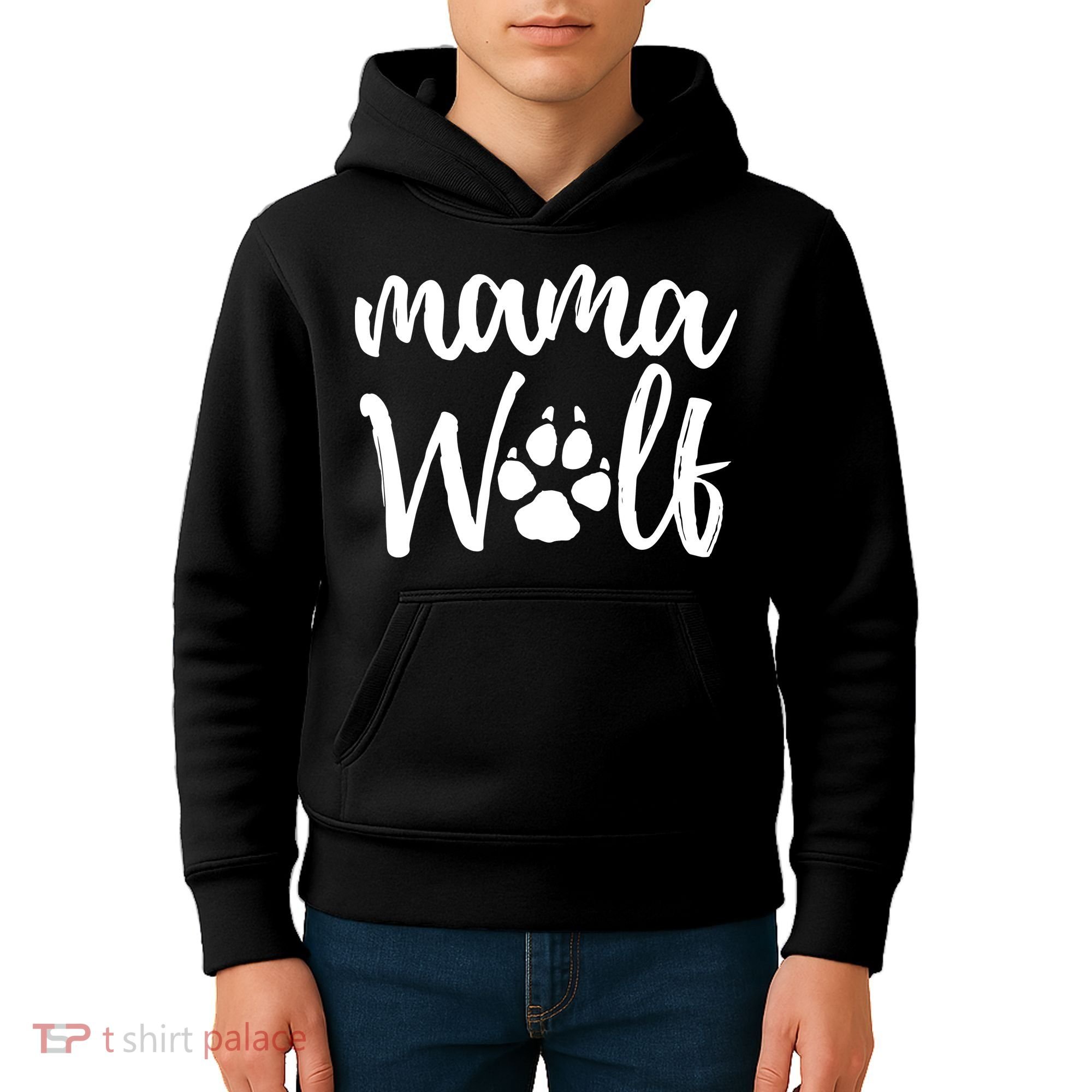 Mother's Day Gift. Mama Wolf Wolves Wild Lover Mom Mother Women Gift Kids Hoodie