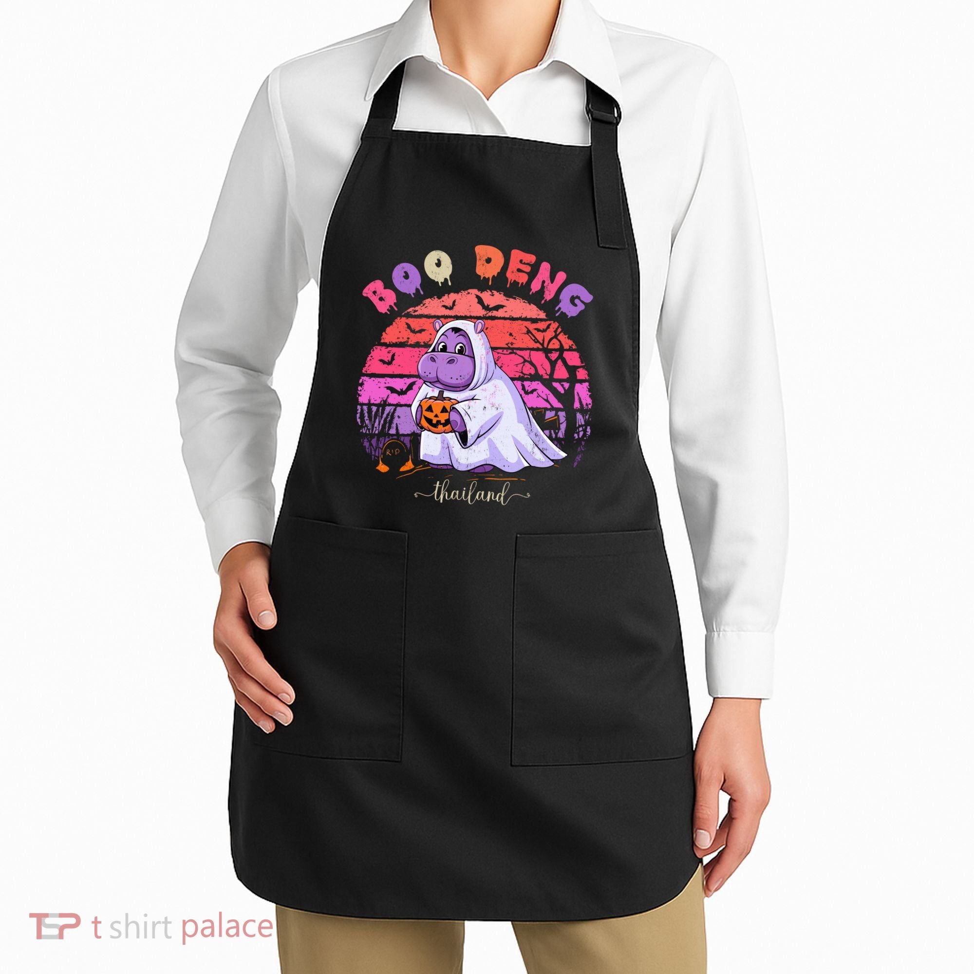 Moo Deng Hippo Baby Pygmy Hippopotamus Fun Halloween Costume Apron