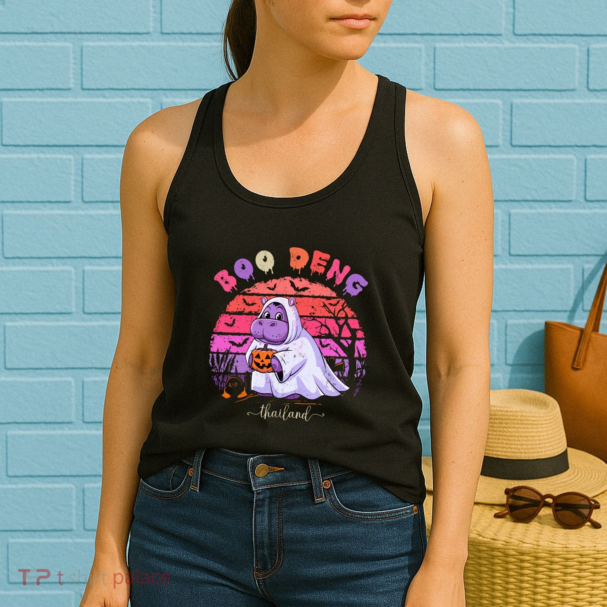 Moo Deng Hippo Baby Pygmy Hippopotamus Fun Halloween Costume Women's Tank Top