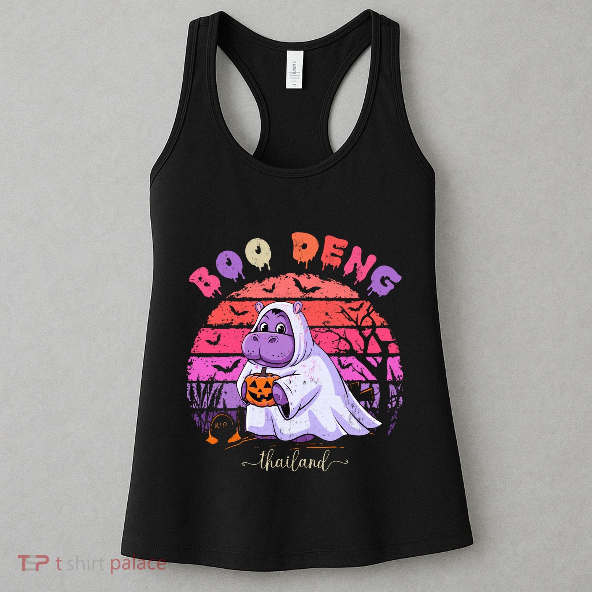 Moo Deng Hippo Baby Pygmy Hippopotamus Fun Halloween Costume Women's Tank Top