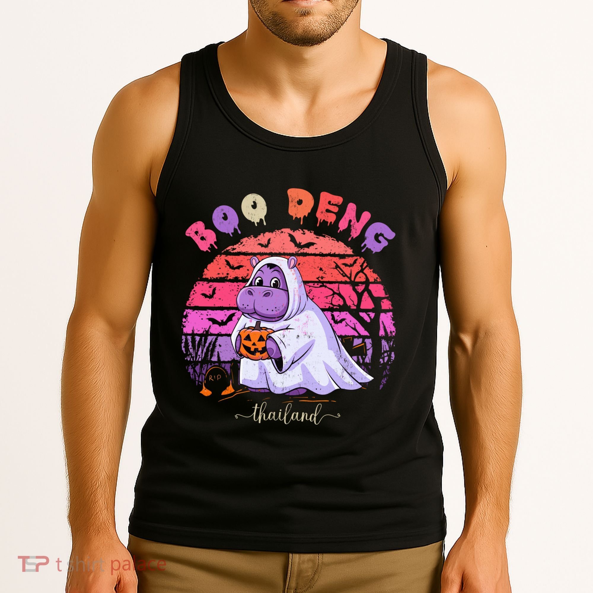 Moo Deng Hippo Baby Pygmy Hippopotamus Fun Halloween Costume Tank Top
